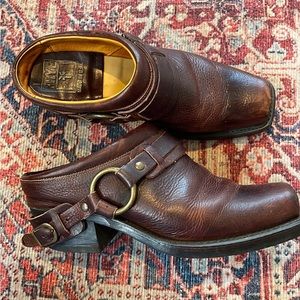 Frye women slip on mule booties size 8